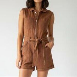 Avec Les Filles• Brown Belted Romper, Sz 29